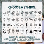 35 options of symbols to use on tags for crocheted and knitted items. In this image you hace cats, flowers, clouds, mountains, objects and yarns shaped like a heart.