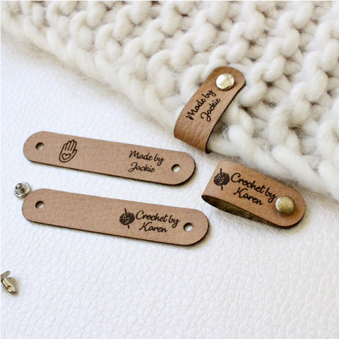 Custom tags with rivets for knits - Easy to attach