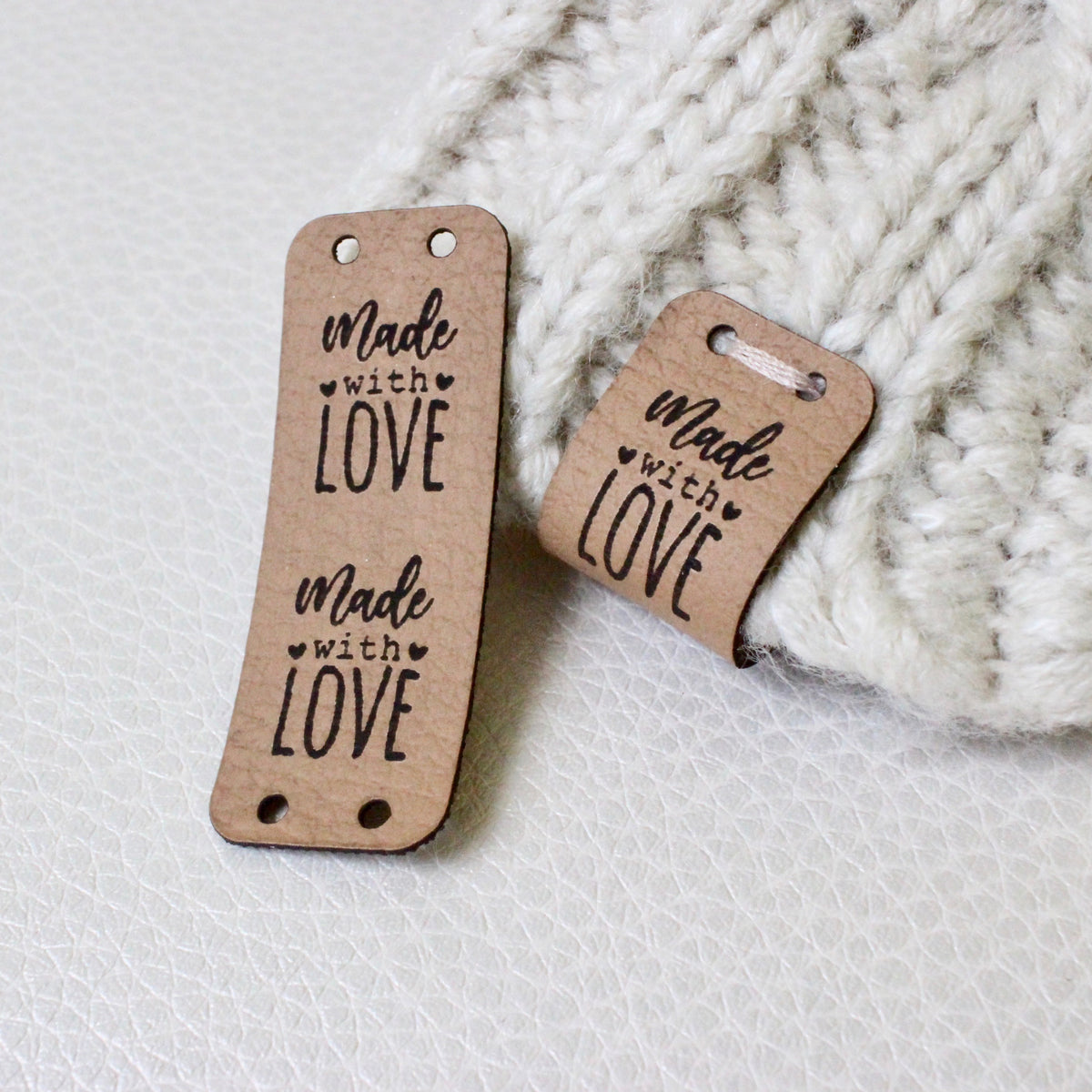 Handmade With Love Labels For Clothes Hand Made Tags Leather Handmade Label  For Hats Blanket Bags Sewing Accessories 20Pcs