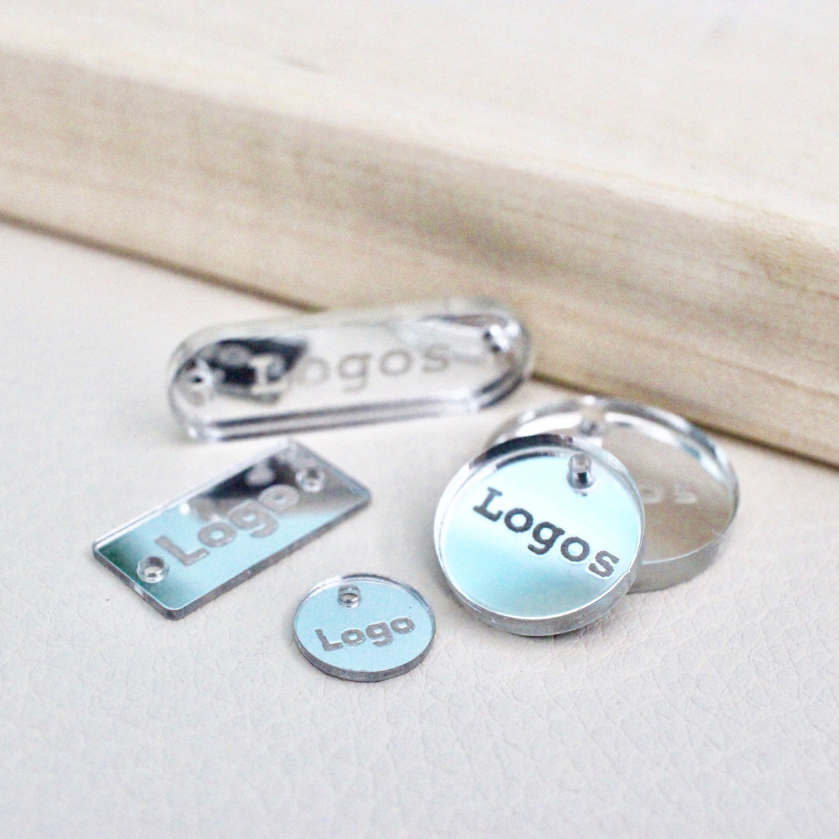 Set of 50 Silver mirrored acrylic tags with personalized logo or text –  Cutpie Studio