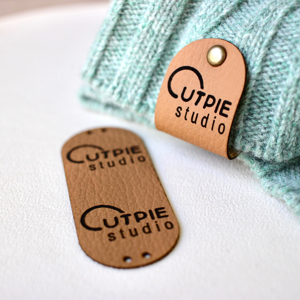Faux leather labels with custom name for knits and crochet