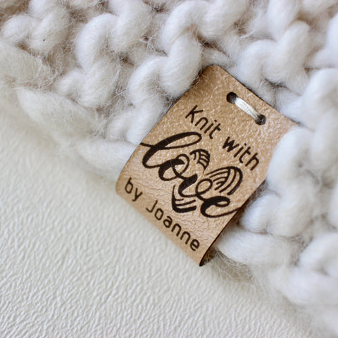 Custom 'Handmade With Love' Heart Shaped Tags - Crochet/Knitting