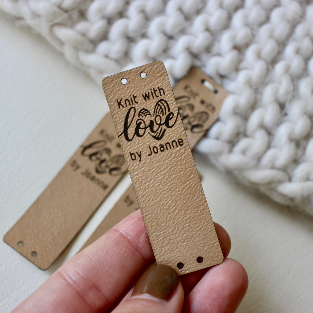  labels for knitting, labels for crochet, leather labels for  handmade items, personalized labels, custom clothing labels : Handmade  Products