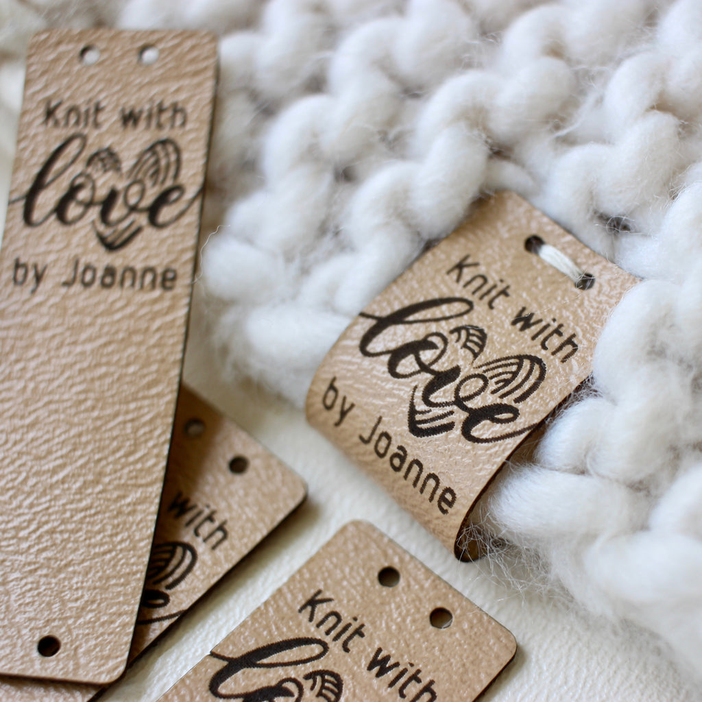 Tags Handmade Love Labels, Leather Tags Crochet Items