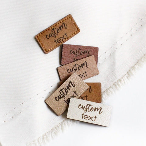  Custom leather sewing labels, personalized leather labels, handmade  labels, labels for knitted products, custom label tags, set of 25 pc :  Handmade Products